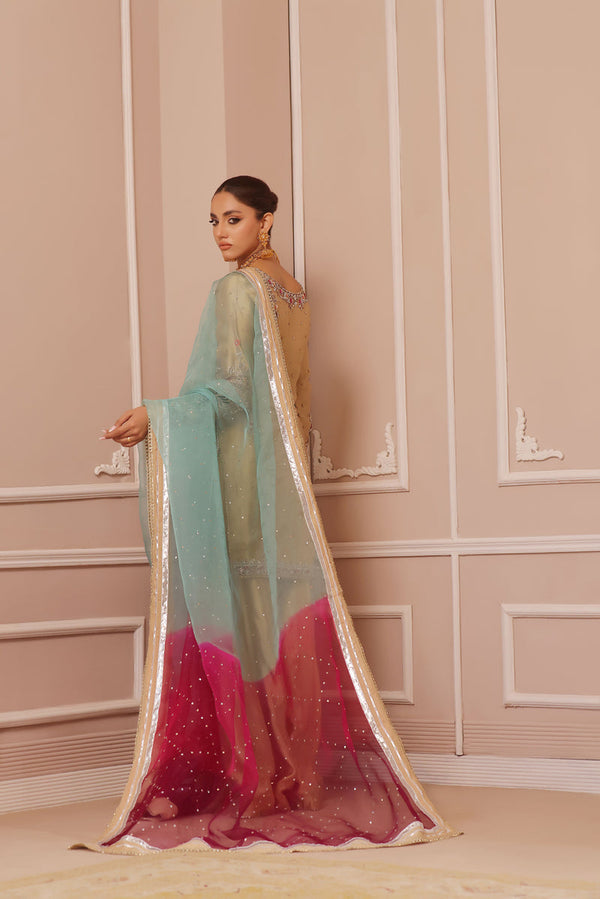 Wahaj M Khan | Banno Formals | GOLD SHEESHA BANO2 PLAZZO SET by Wahaj M Khan - Designer Dress - Type: Ladies Clothes - Available at Libayah - 100% Original