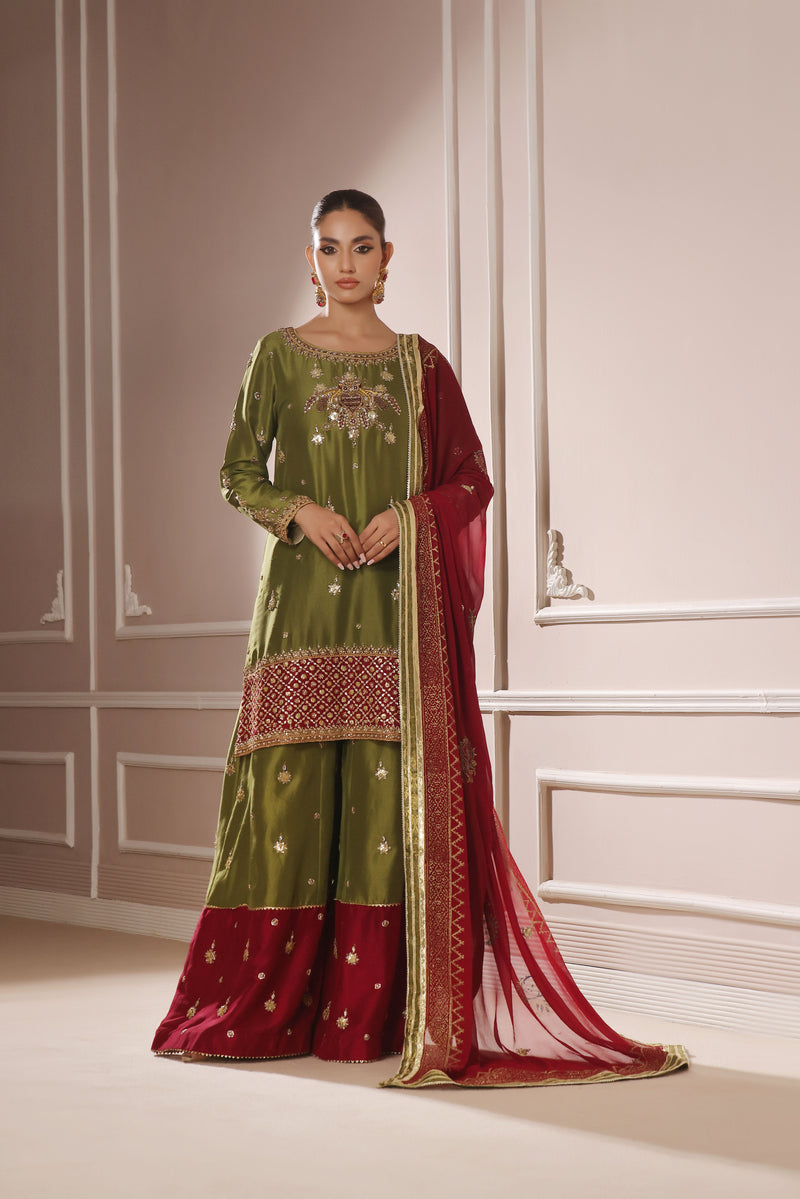 Wahaj M Khan | Banno Formals | DHANI MAROON BANO2 PALLAZZO SET by Wahaj M Khan - Designer Dress - Type: Ladies Clothes - Available at Libayah - 100% Original