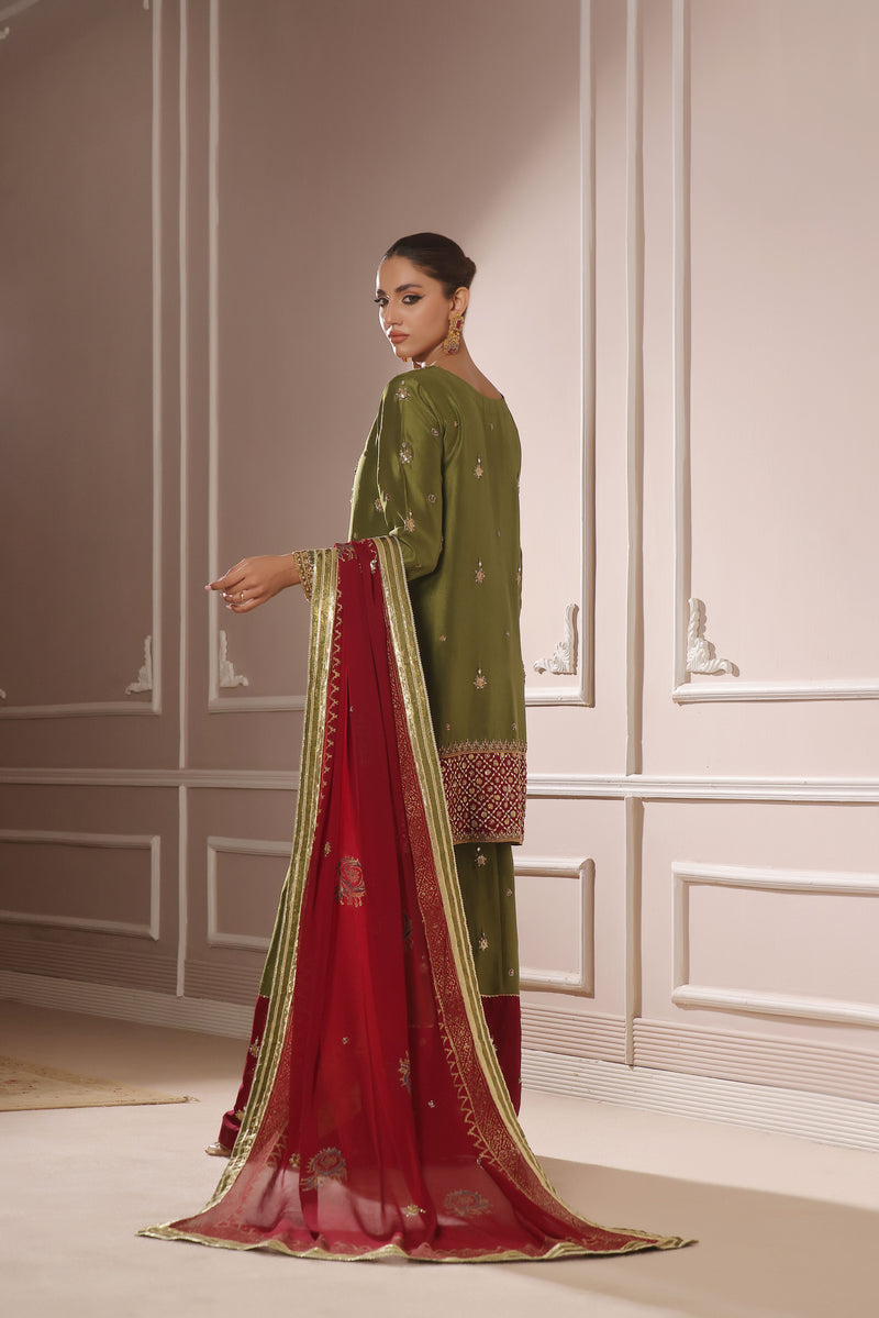 Wahaj M Khan | Banno Formals | DHANI MAROON BANO2 PALLAZZO SET by Wahaj M Khan - Designer Dress - Type: Ladies Clothes - Available at Libayah - 100% Original