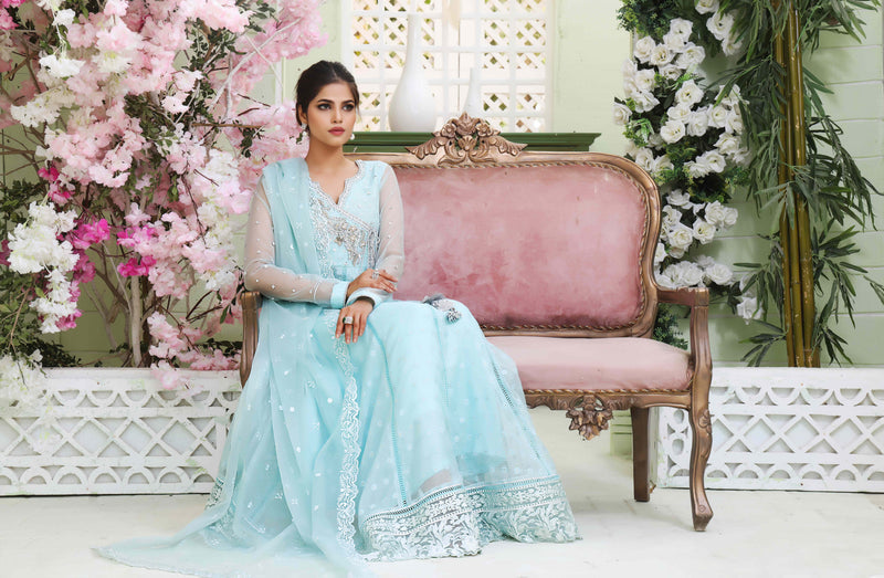 Wahajmkhan | Sitara Formals | FEROZI COTTON NET ANARKALI OUTFIT by Wahaj M.Khan - Designer Dress - Type: Ladies Clothes - Available at Libayah - 100% Original