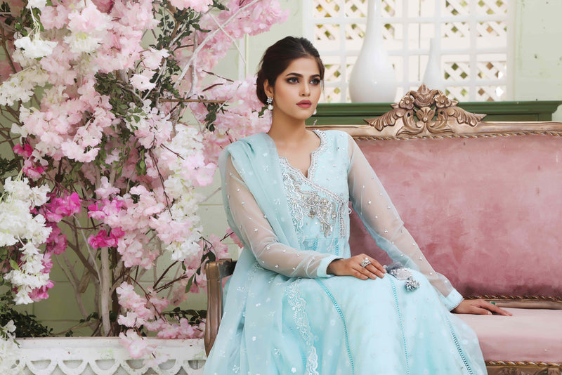 Wahajmkhan | Sitara Formals | FEROZI COTTON NET ANARKALI OUTFIT by Wahaj M.Khan - Designer Dress - Type: Ladies Clothes - Available at Libayah - 100% Original