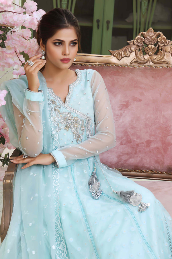 Wahajmkhan | Sitara Formals | FEROZI COTTON NET ANARKALI OUTFIT by Wahaj M.Khan - Designer Dress - Type: Ladies Clothes - Available at Libayah - 100% Original
