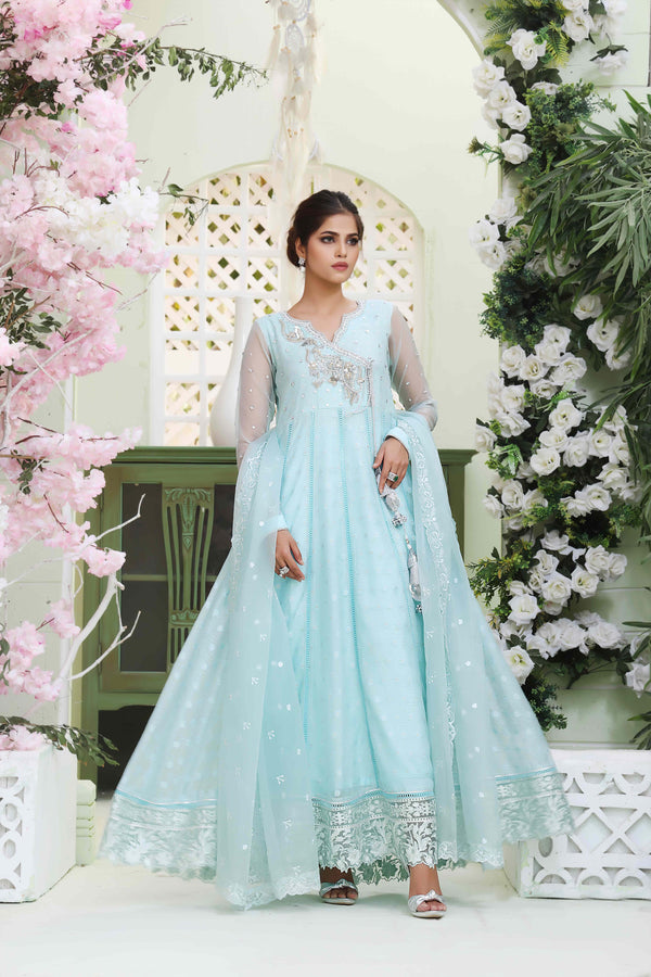 Wahajmkhan | Sitara Formals | FEROZI COTTON NET ANARKALI OUTFIT by Wahaj M.Khan - Designer Dress - Type: Ladies Clothes - Available at Libayah - 100% Original
