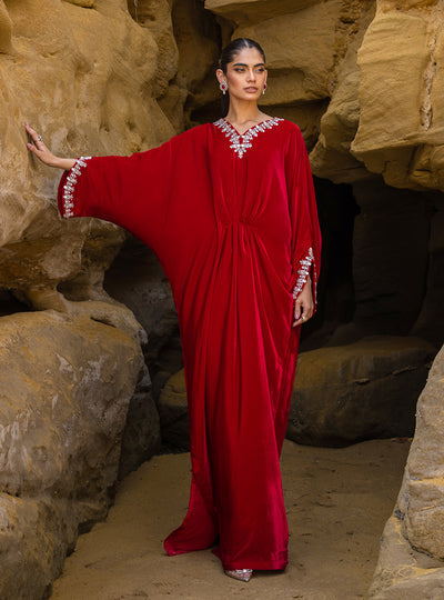 Capri Red – authentic Pakistani formal dress from the Zainab Chottani The Kaftan Edit collection for women in the UK
