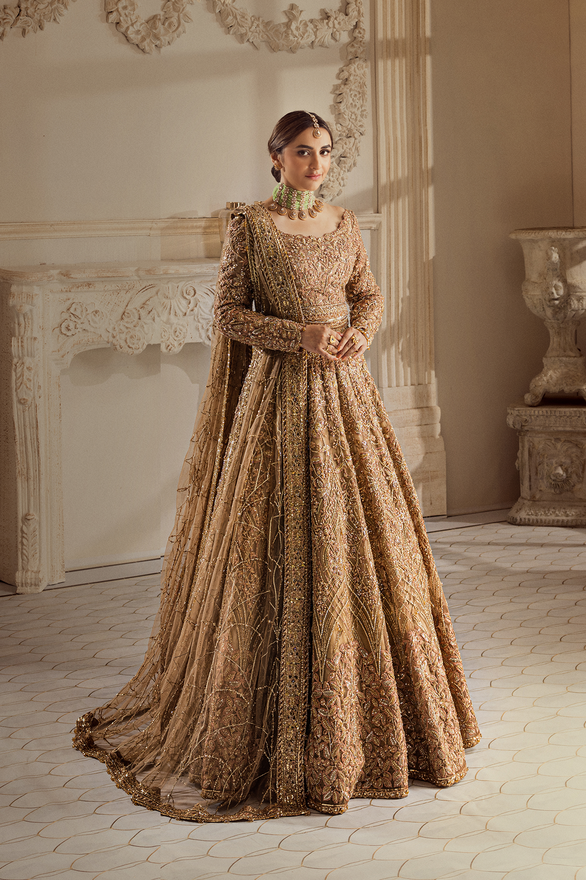 Erum Khan | Iris Bridal Couture 24 | GOLDEN AURA by Erum Khan - Designer Dress - Type: Bridal - Available at Libayah - 100% Original