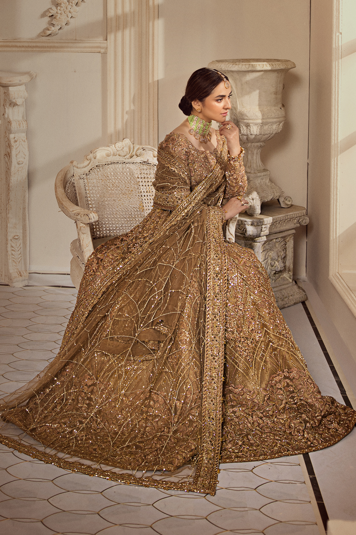 Erum Khan | Iris Bridal Couture 24 | GOLDEN AURA by Erum Khan - Designer Dress - Type: Bridal - Available at Libayah - 100% Original