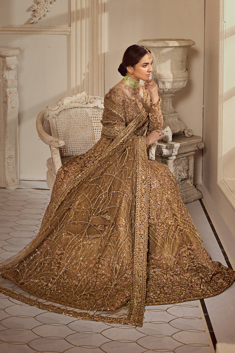 Erum Khan | Iris Bridal Couture 24 | GOLDEN AURA by Erum Khan - Designer Dress - Type: Bridal - Available at Libayah - 100% Original