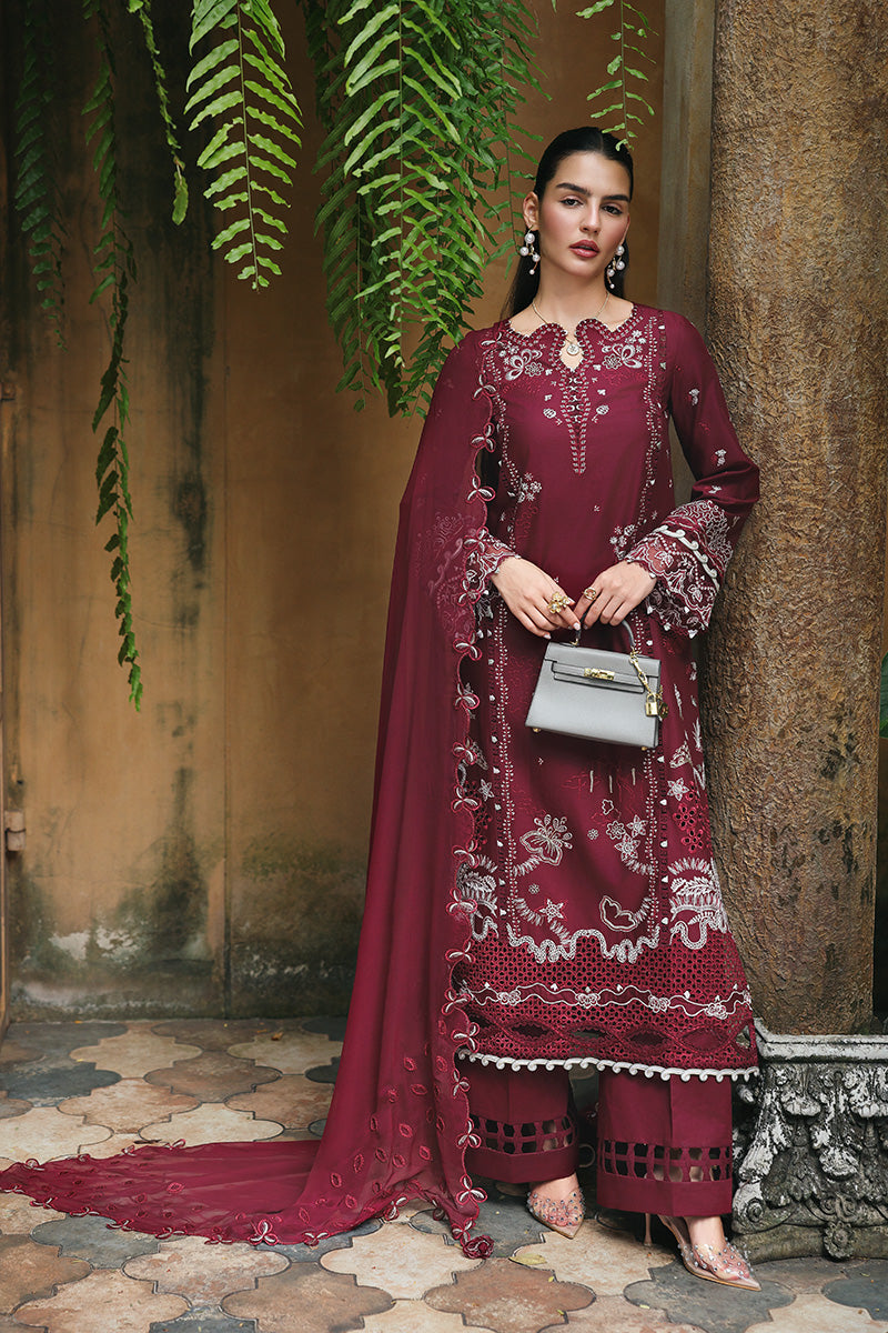 Qalamkar | Q Line Lawn Drop | RP-12 GARNET by Qalamkar - Designer Dress  - Type : Ladies Clothes - Available at Libayah - 100% Original 