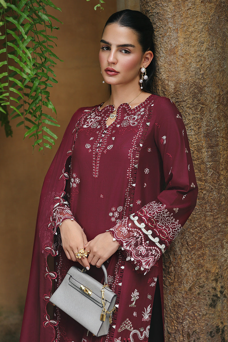 Qalamkar | Q Line Lawn Drop | RP-12 GARNET by Qalamkar - Designer Dress  - Type : Ladies Clothes - Available at Libayah - 100% Original 