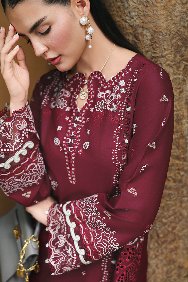 Qalamkar | Q Line Lawn Drop | RP-12 GARNET by Qalamkar - Designer Dress  - Type : Ladies Clothes - Available at Libayah - 100% Original 