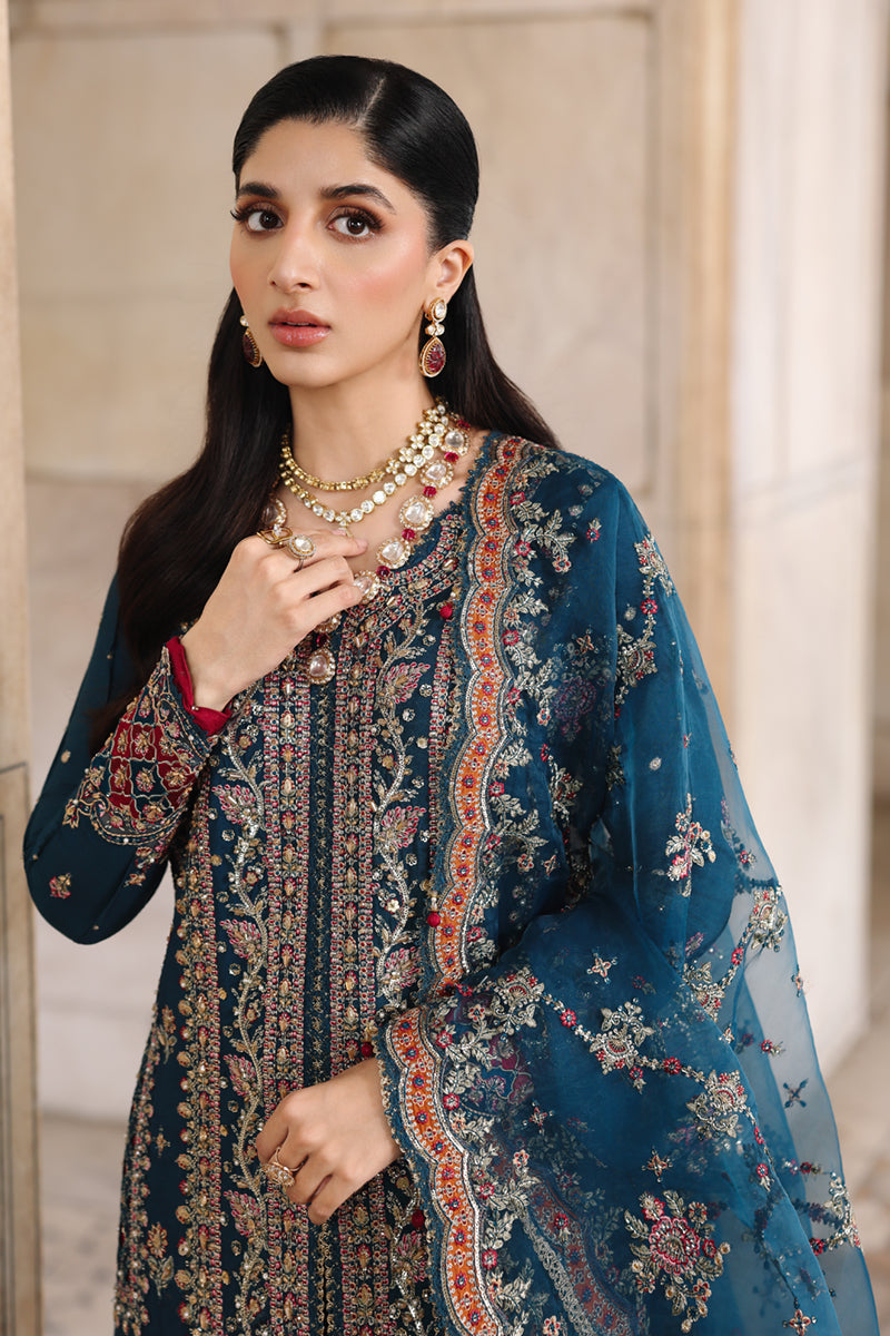 Qalamkar | Shadmaani Formals 25 | RH-02 NEELAM by Qalamkar - Designer Dress - Type : Ladies Clothes - Available at Libayah - 100% Original 