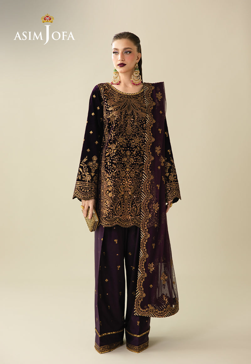 Asim Jofa | Makhmal Velvet 25 | AJULM-02 by Asim Jofa - Designer Dress  - Type : Ladies Clothes - Available at Libayah - 100% Original 