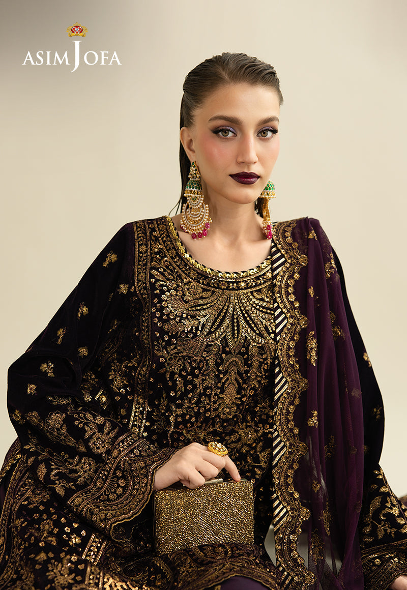 Asim Jofa | Makhmal Velvet 25 | AJULM-02 by Asim Jofa - Designer Dress  - Type : Ladies Clothes - Available at Libayah - 100% Original 