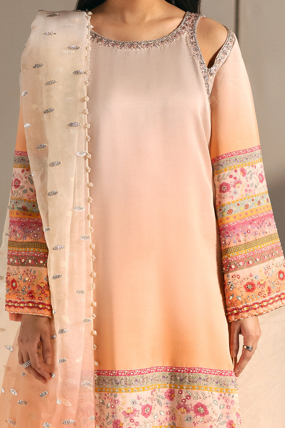 Afrozeh | Silk Muse 26 | Pearl Draped by Afrozeh - Designer Dress  - Type : Ladies Clothes - Available at Libayah - 100% Original 
