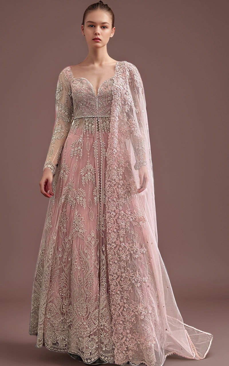 Threads and Motifs | Formal Dresses 25 | Net Embroidered Dress With Skirt And Embroidered Dupatta by Threads and Motifs - Designer Dress  - Type : Ladies Clothes - Available at Libayah - 100% Original 