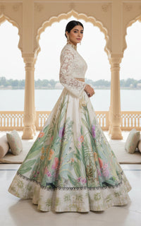 Threads and Motifs | Formal Outfits | Blouse With Jacket And Printed Lehenga