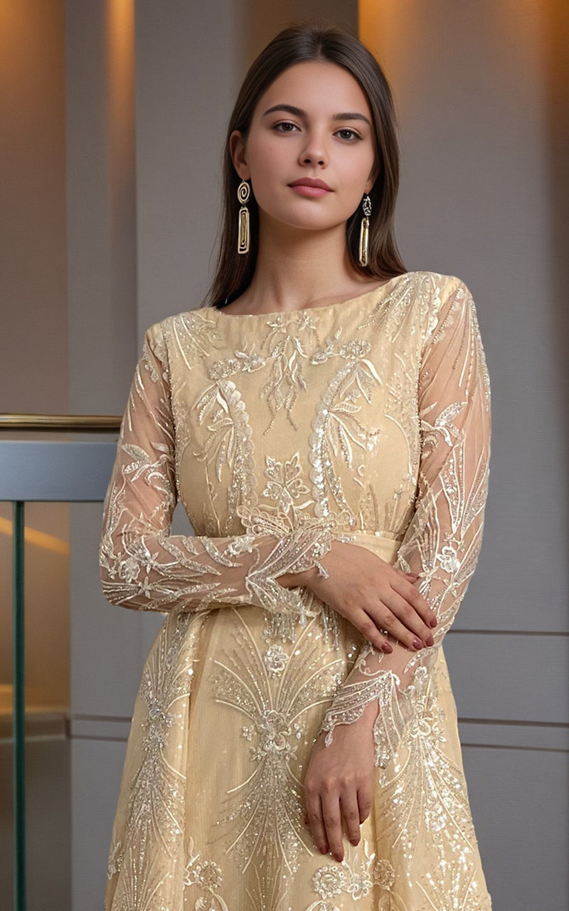 Threads and Motifs | Formal Dresses 25 | Net Embroidered Maxi by Threads and Motifs - Designer Dress  - Type : Ladies Clothes - Available at Libayah - 100% Original 