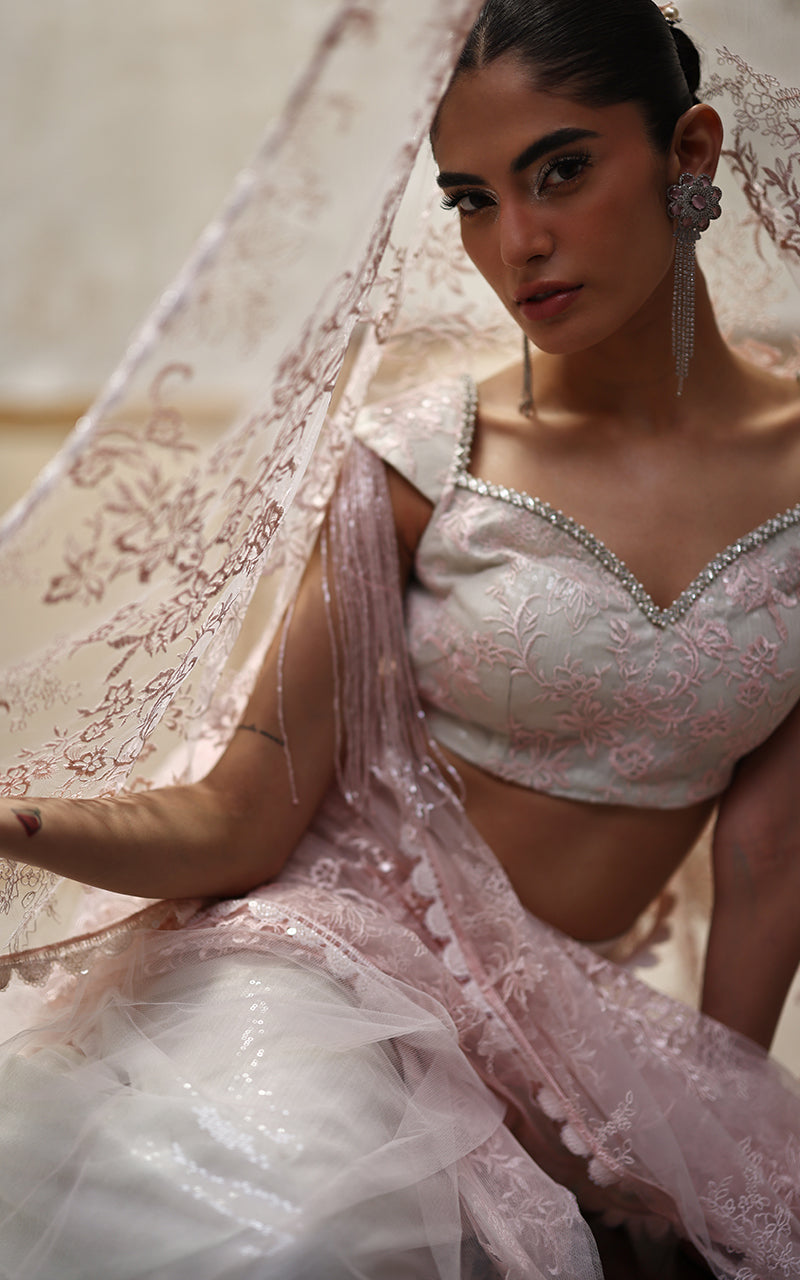 Threads and Motifs | Formal Dresses 25 | Net Embroidered Blouse And Saree by Threads and Motifs - Designer Dress  - Type : Ladies Clothes - Available at Libayah - 100% Original 