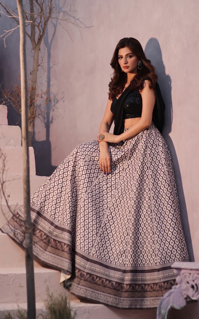 Threads and Motifs | Formal Dresses 25 | Sequins Blouse With Printed Lehenga And Dupatta by Threads and Motifs - Designer Dress  - Type : Ladies Clothes - Available at Libayah - 100% Original 