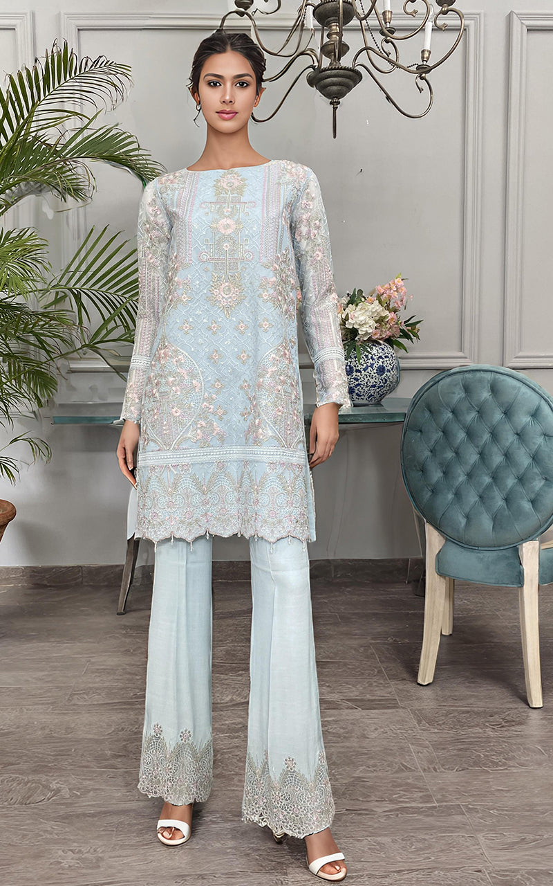 Threads and Motifs | Formal Dresses 25 | Net Embroidered Shirt by Threads and Motifs - Designer Dress  - Type : Ladies Clothes - Available at Libayah - 100% Original 