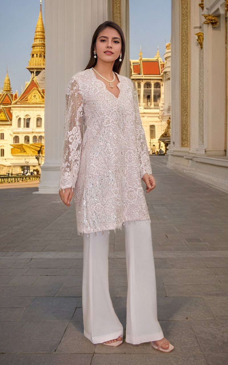 Threads and Motifs | Formal Dresses 25 | Net Cut Dana Shirt With Trouser by Threads and Motifs - Designer Dress  - Type : Ladies Clothes - Available at Libayah - 100% Original 