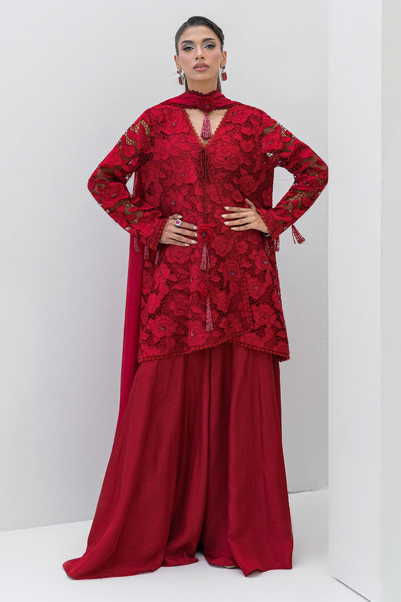Chic Ophicial | Aarzu Luxe Pret | Red Radiance by Chic Ophicial - Designer Dress  - Type : Ladies Clothes - Available at Libayah - 100% Original 