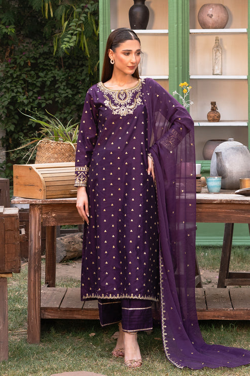 Kross Kulture | Luxury Baharaneh | Baharaneh (Purple) KLX-00923 by Kross Kulture - Designer Dress - Type: Ladies Clothes - Available at Libayah - 100% Original