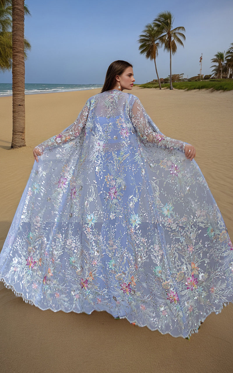 Threads and Motifs | Formal Dresses 25 | Net Embroidered Jacket by Threads and Motifs - Designer Dress  - Type : Ladies Clothes - Available at Libayah - 100% Original 