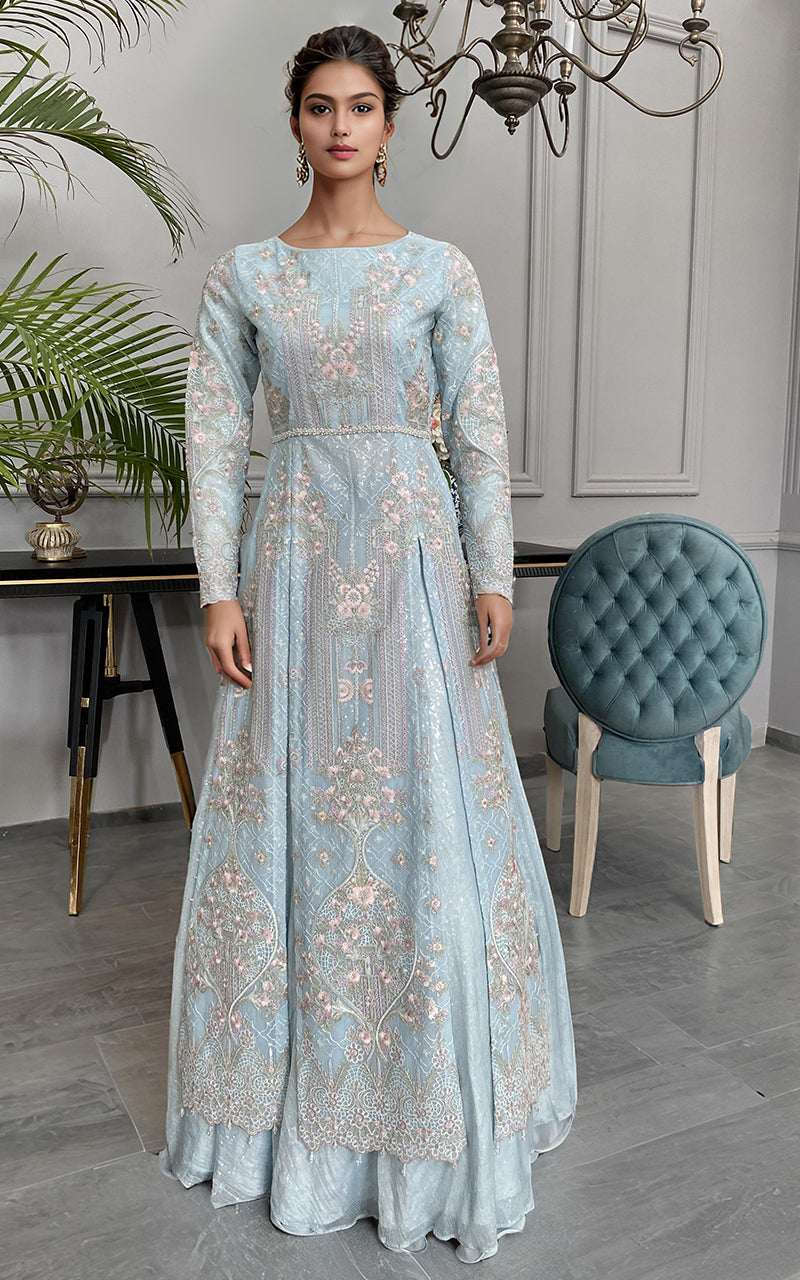 Threads and Motifs | Formal Dresses 25 | Net Embroidered Maxi by Threads and Motifs - Designer Dress  - Type : Ladies Clothes - Available at Libayah - 100% Original 