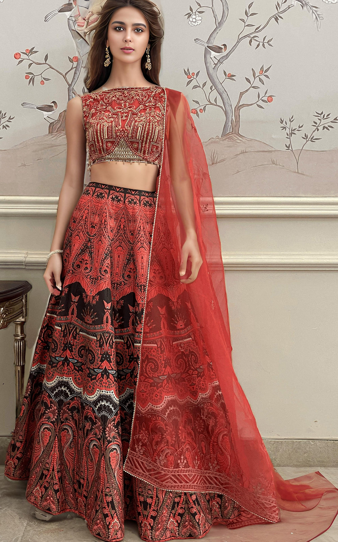 Threads and Motifs | Formal Dresses 25 | Embroidered Blouse With Printed Lehenga And Dupatta by Threads and Motifs - Designer Dress  - Type : Ladies Clothes - Available at Libayah - 100% Original 