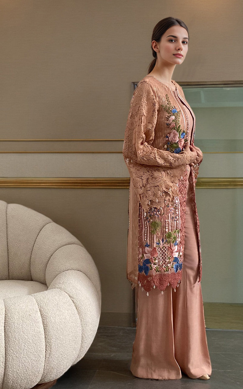 Threads and Motifs | Formal Dresses 25 | Organza Embroidered Jacket by Threads and Motifs - Designer Dress  - Type : Ladies Clothes - Available at Libayah - 100% Original 