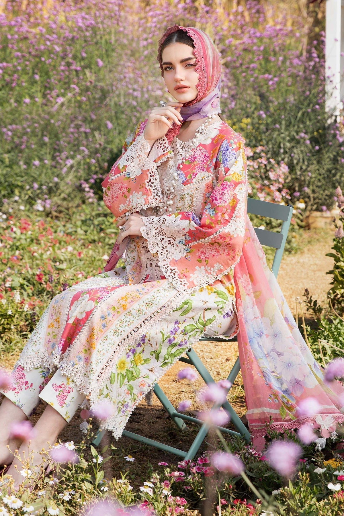 Maria B | M Prints 25 | MPT-2509-B by Maria B - Designer Dress - Type: Ladies Clothes - Available at Libayah - 100% Original