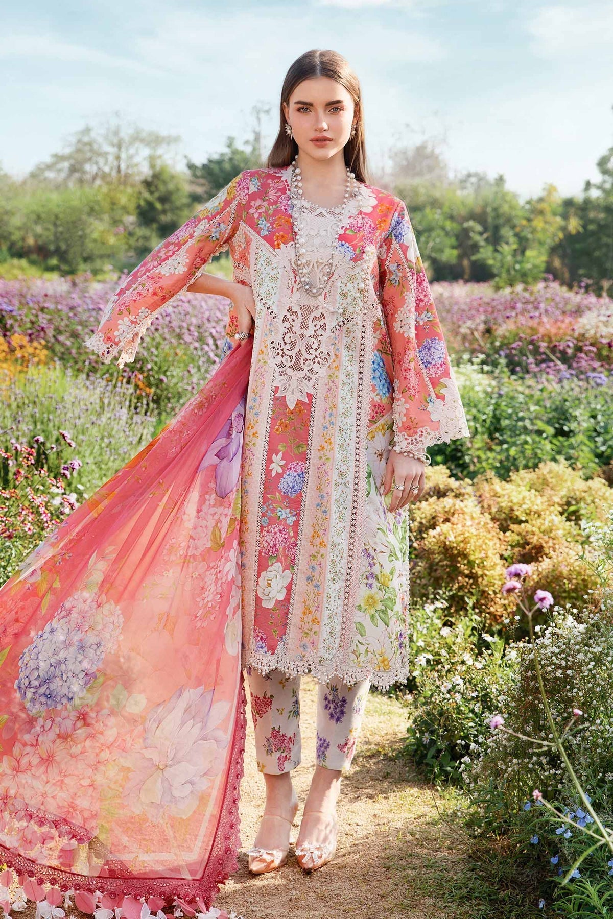 Maria B | M Prints 25 | MPT-2509-B by Maria B - Designer Dress - Type: Ladies Clothes - Available at Libayah - 100% Original