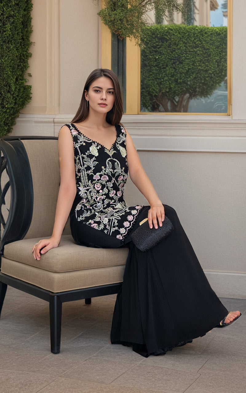 Threads and Motifs | Formal Dresses 25 | Chiffon Embroidered Shirt by Threads and Motifs - Designer Dress  - Type : Ladies Clothes - Available at Libayah - 100% Original 