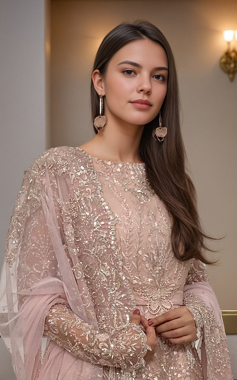 Threads and Motifs | Formal Dresses 25 | Net Embroidered Maxi by Threads and Motifs - Designer Dress  - Type : Ladies Clothes - Available at Libayah - 100% Original 