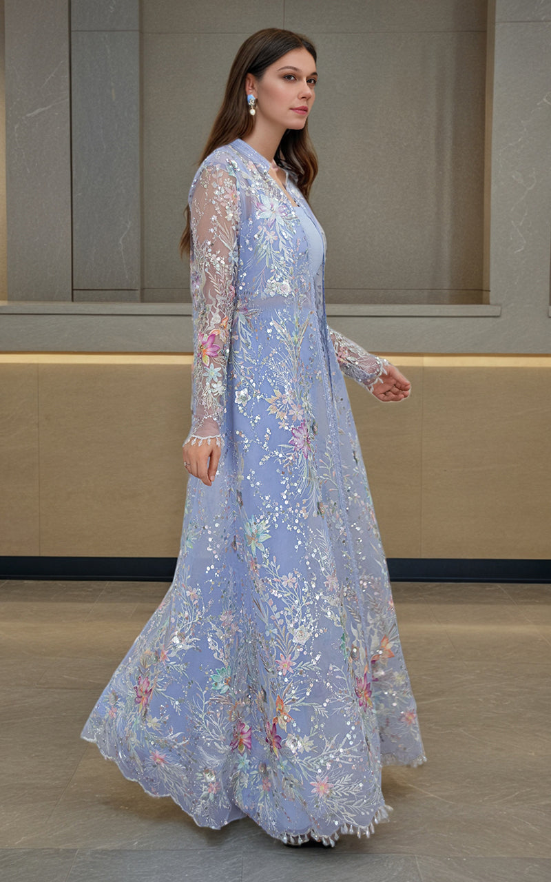 Threads and Motifs | Formal Dresses 25 | Net Embroidered Jacket by Threads and Motifs - Designer Dress  - Type : Ladies Clothes - Available at Libayah - 100% Original 