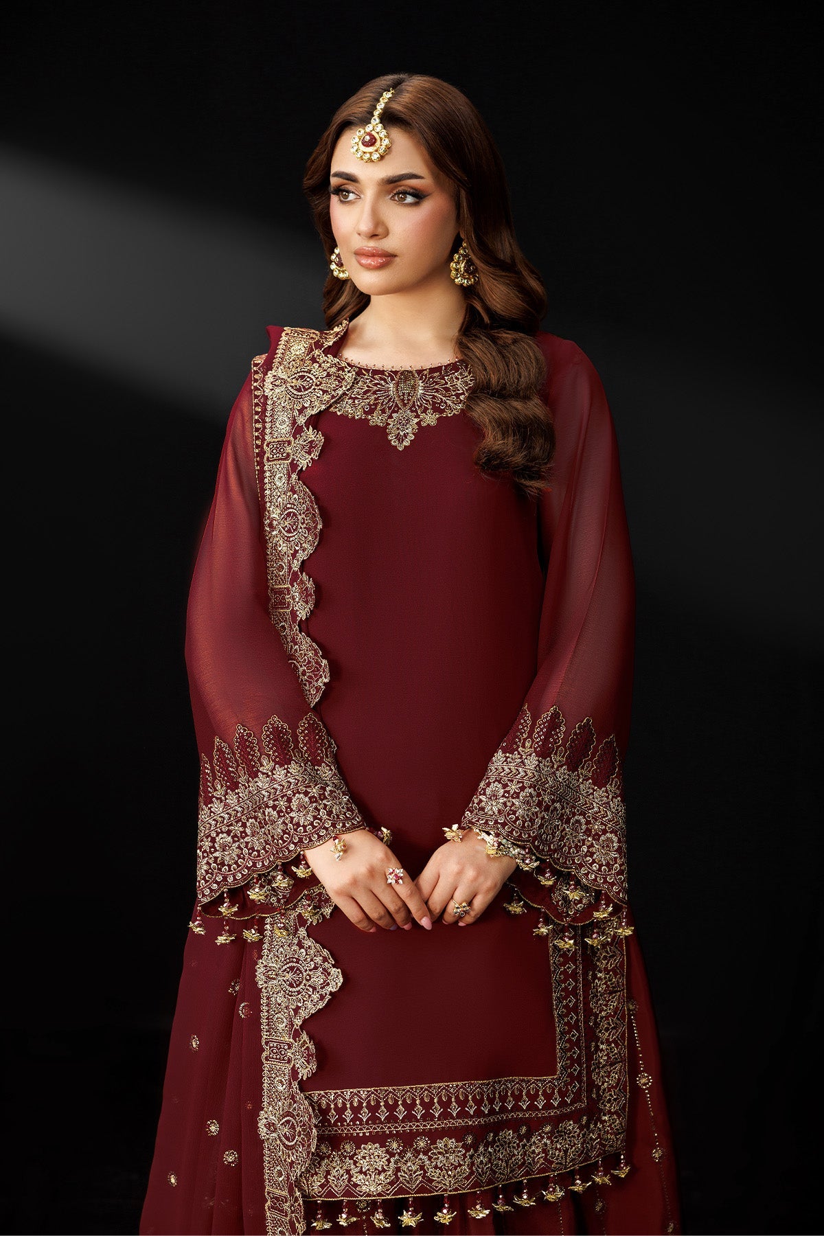 Alizeh | Dua Formals 26 | AF-DUA-3035-Marsala by Alizeh - Designer Dress  - Type : Ladies Clothes - Available at Libayah - 100% Original 