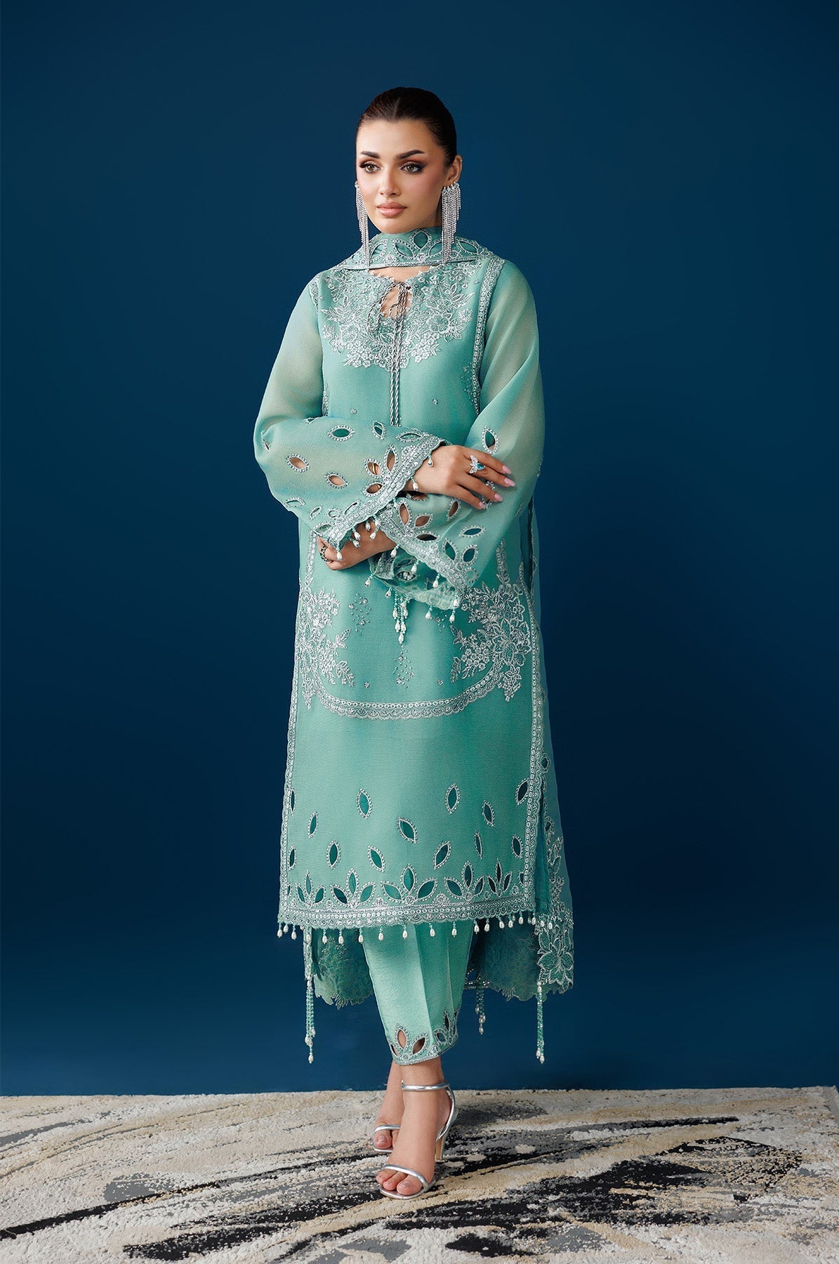 Alizeh | Dua Formals 26 | AF-DUA-3034-Sea Glass by Alizeh - Designer Dress  - Type : Ladies Clothes - Available at Libayah - 100% Original 
