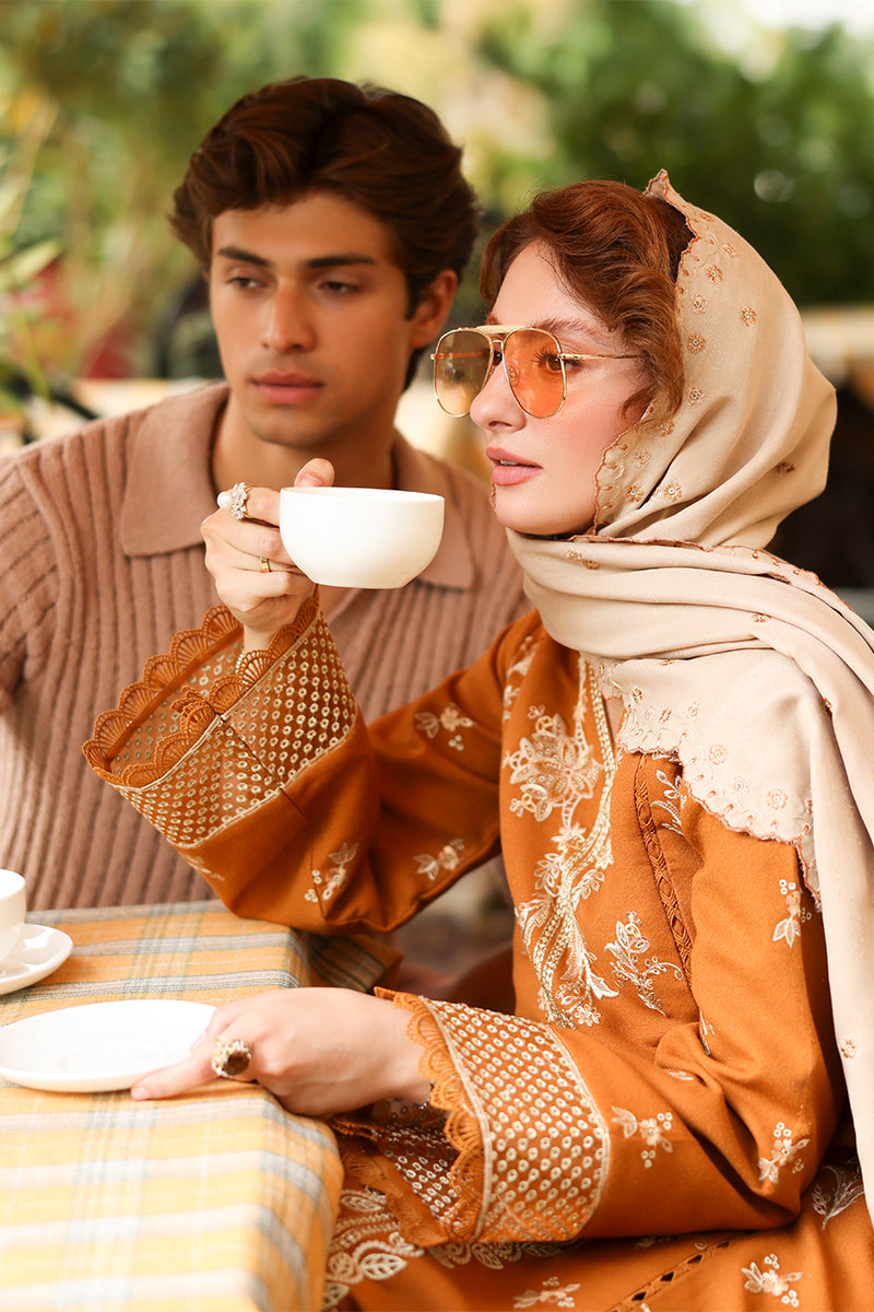 Cappuccino – authentic Pakistani dress from the Rangrasiya Carnation Luxury Shawl Edit collection for women in the UK.