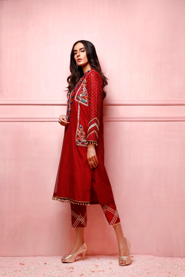 Wahajmkhan | Festive Fiesta Formals | RED ROUGE by Wahaj M.Khan - Designer Dress - Type: Ladies Clothes - Available at Libayah - 100% Original