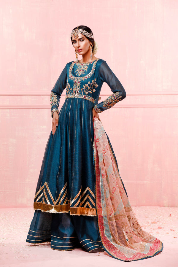 Wahajmkhan | Festive Fiesta Formals | TEAL LOVE by Wahaj M.Khan - Designer Dress - Type: Ladies Clothes - Available at Libayah - 100% Original
