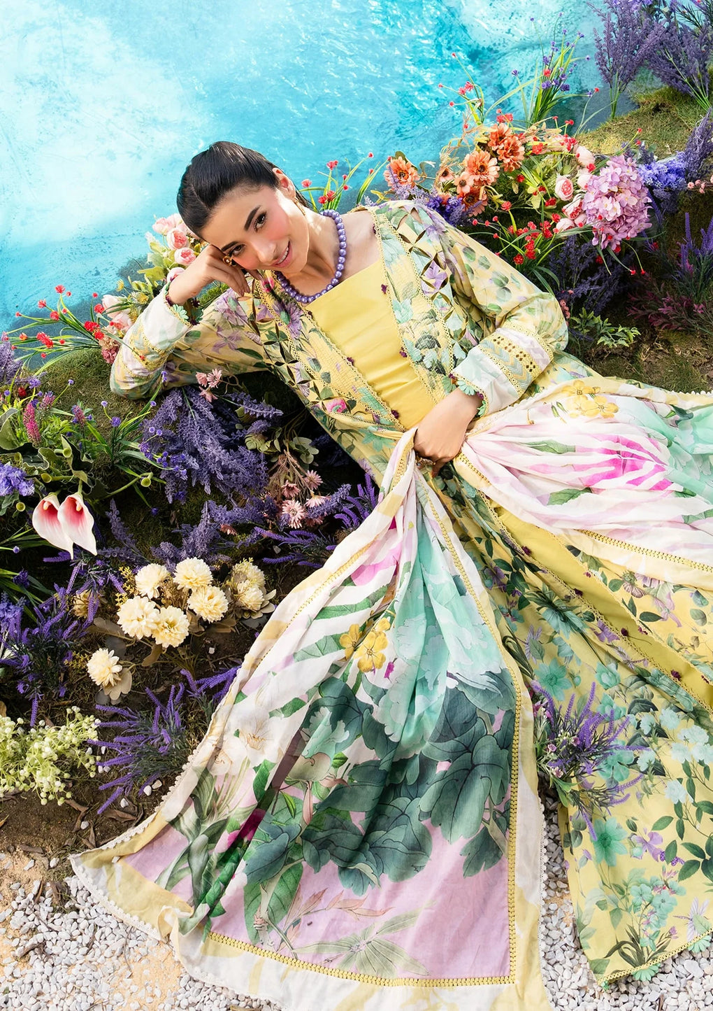 Elaf Premium | Prints 25 | EPS-7A DAISY FIELDS by Elaf Premium - Designer Dress - Type: Ladies Clothes - Available at Libayah - 100% Original