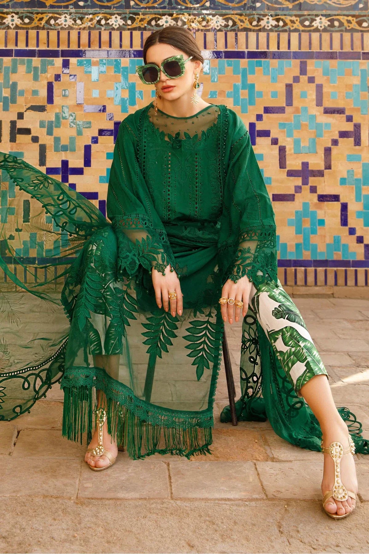 Maria B | Luxury Lawn | D-2310-B by Maria B - Designer Dress - Type: Ladies Clothes - Available at Libayah - 100% Original