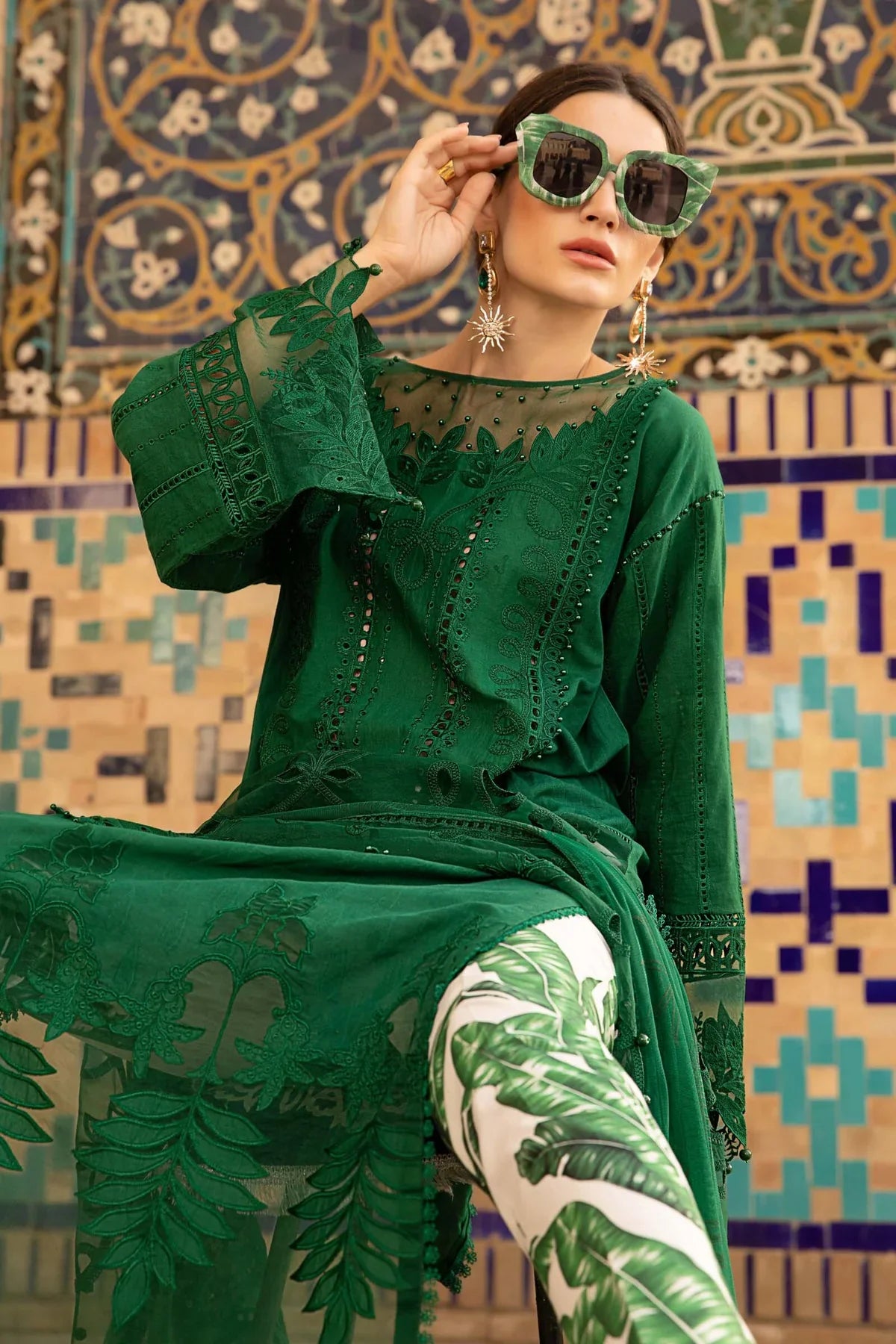 Maria B | Luxury Lawn | D-2310-B by Maria B - Designer Dress - Type: Ladies Clothes - Available at Libayah - 100% Original