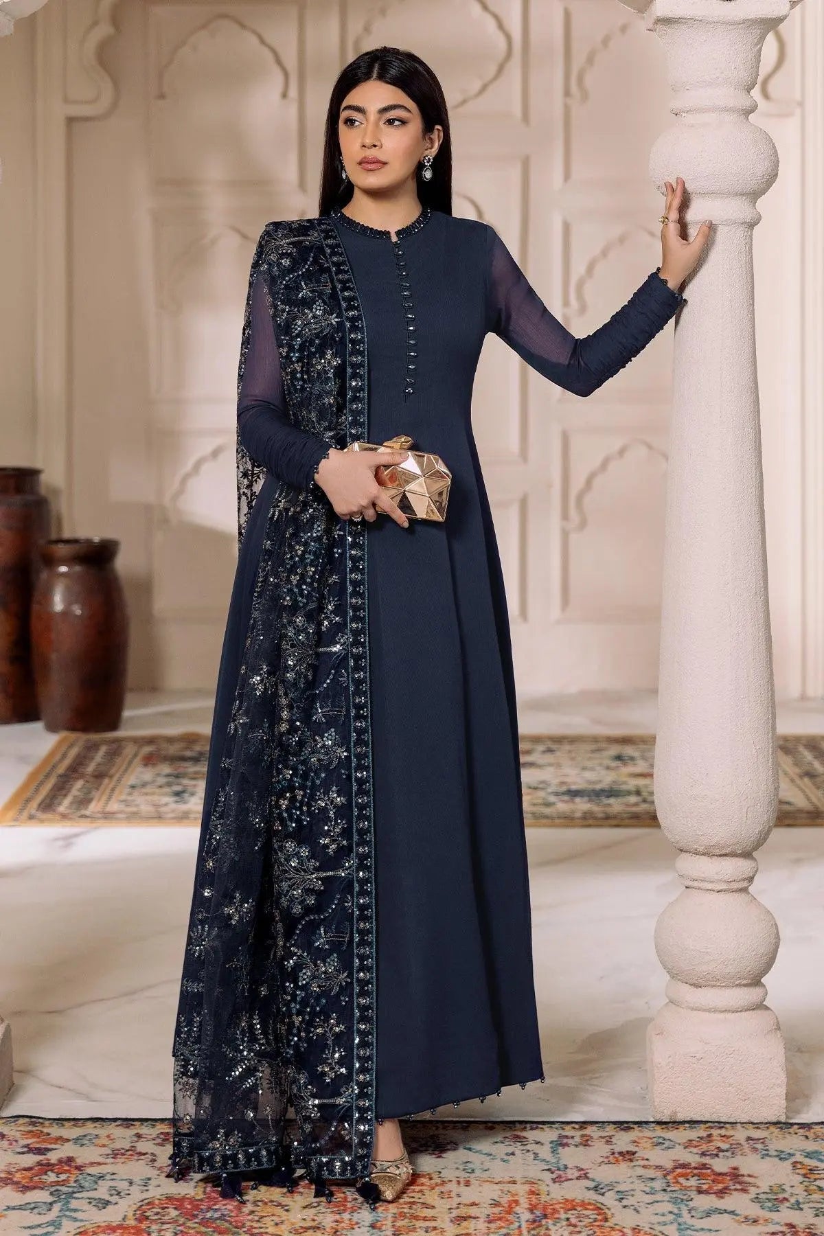 Alizeh | Ready to wear | Navy Blue 3 piece - RTW1012 by Alizeh - Designer Dress  - Type : Ladies Clothes - Available at Libayah - 100% Original 