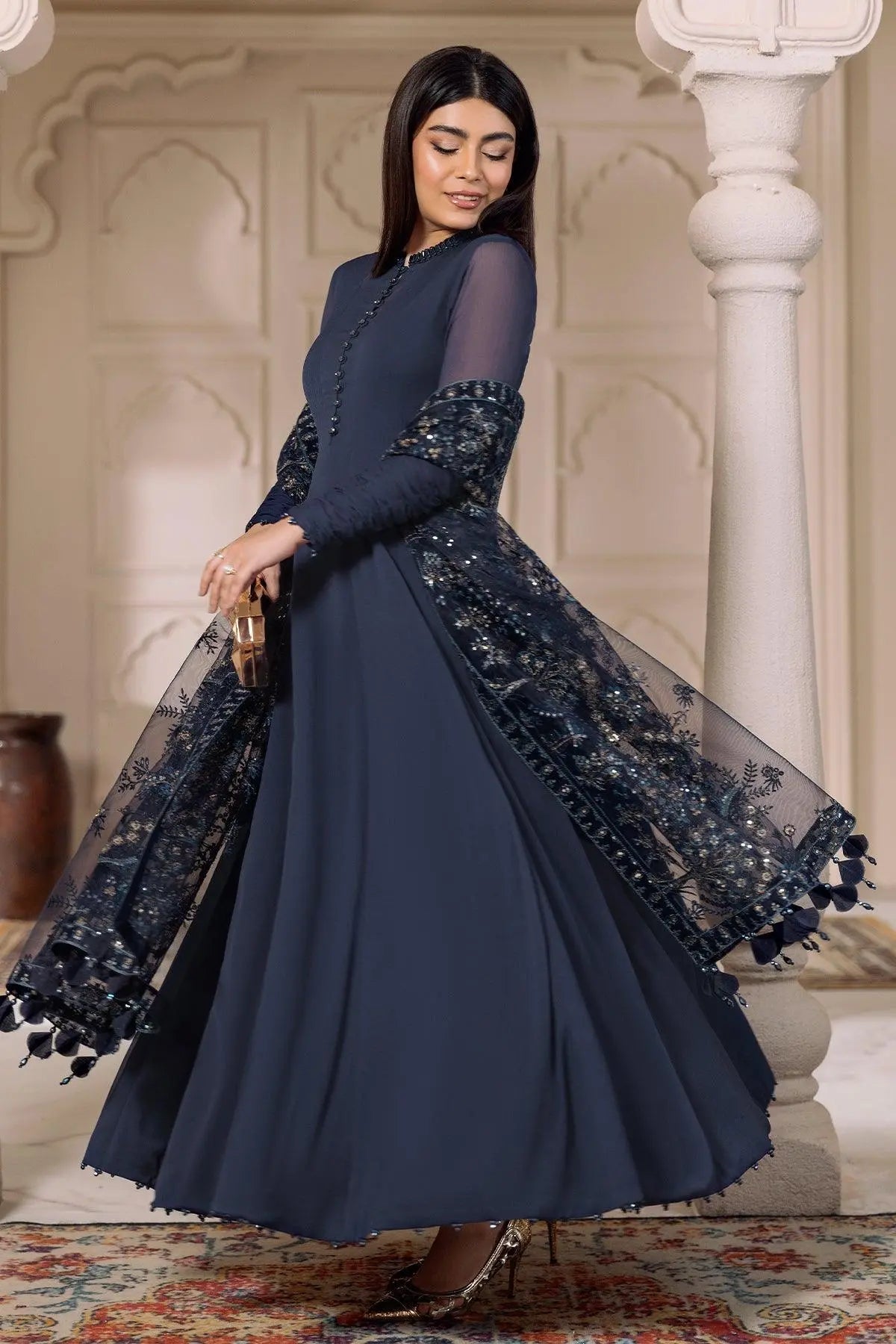 Alizeh | Ready to wear | Navy Blue 3 piece - RTW1012 by Alizeh - Designer Dress  - Type : Ladies Clothes - Available at Libayah - 100% Original 