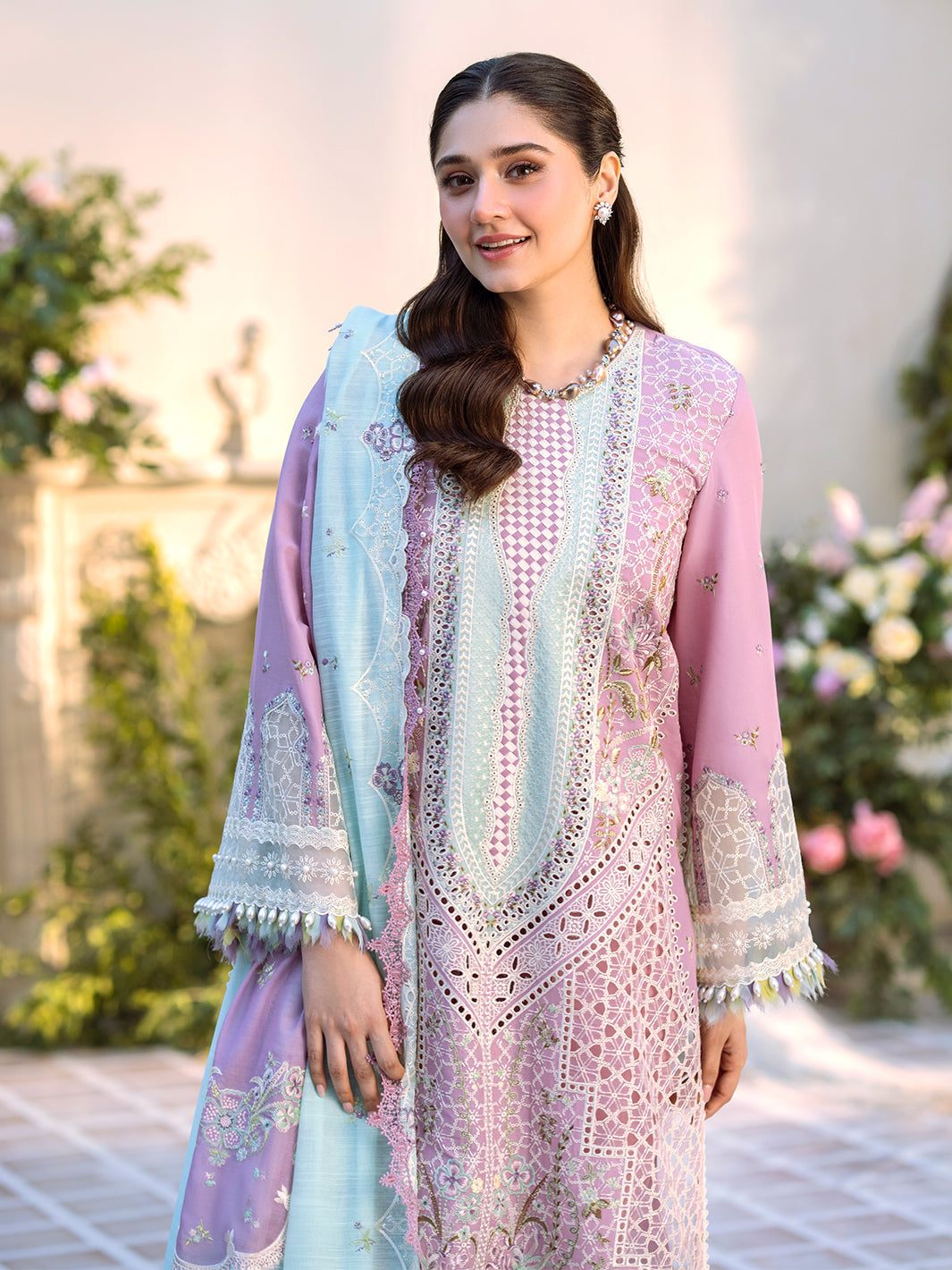 Bin Ilyas | Freesia Embroidered Lawn 25 | 101 - B by Bin Ilyas - Designer Dress - Type: Ladies Clothes - Available at Libayah - 100% Original