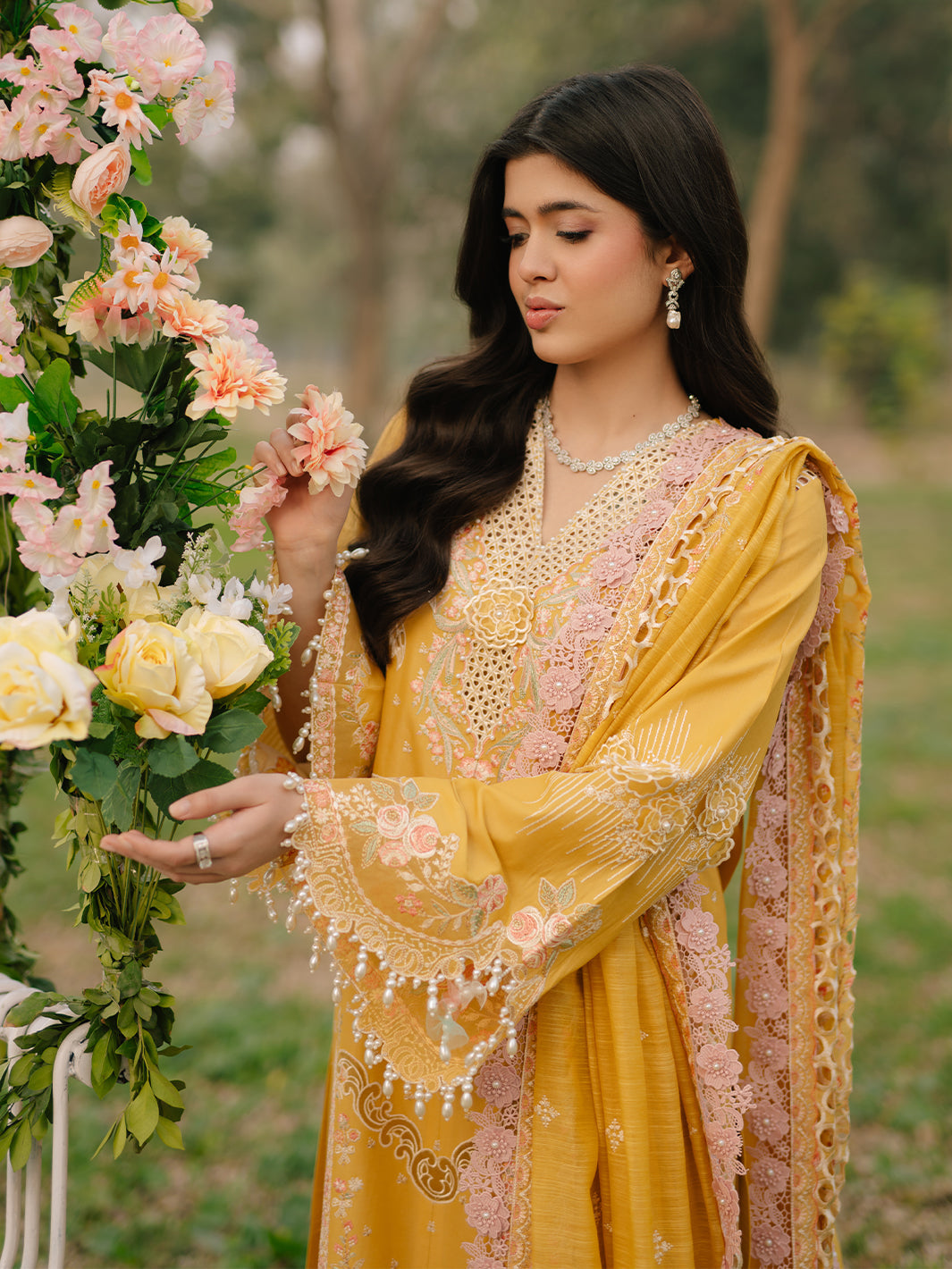 Bin Ilyas | Freesia Embroidered Lawn 25 | 104 - A by Bin Ilyas - Designer Dress - Type: Ladies Clothes - Available at Libayah - 100% Original