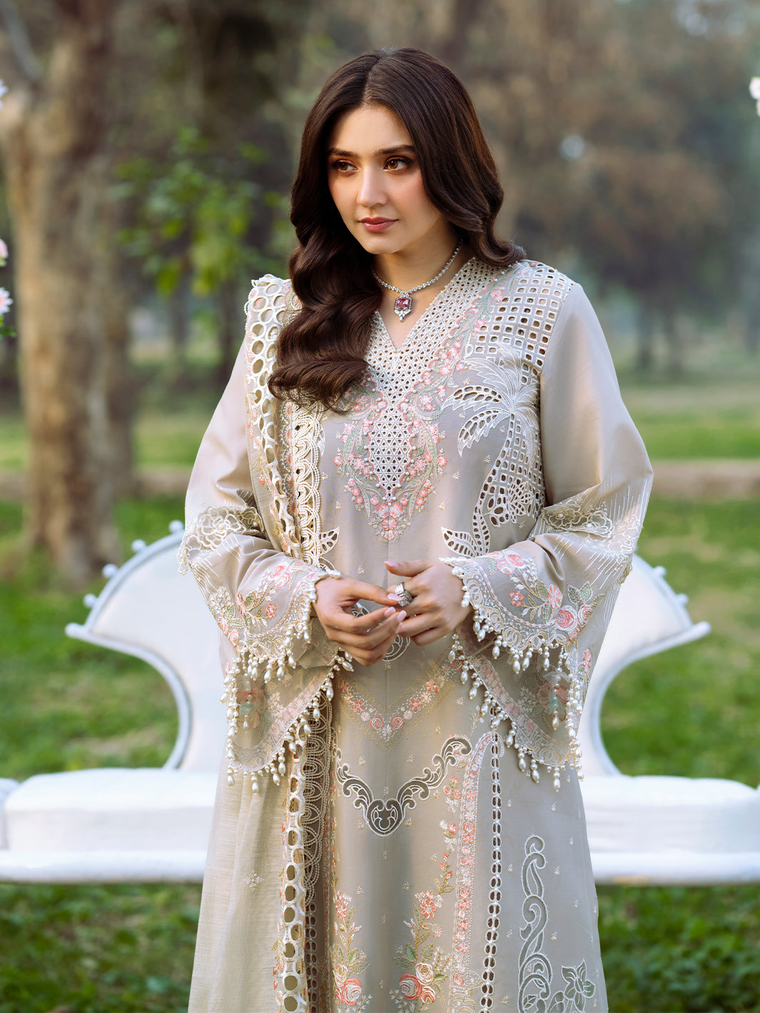 Bin Ilyas | Freesia Embroidered Lawn 25 | 104 - B by Bin Ilyas - Designer Dress - Type: Ladies Clothes - Available at Libayah - 100% Original
