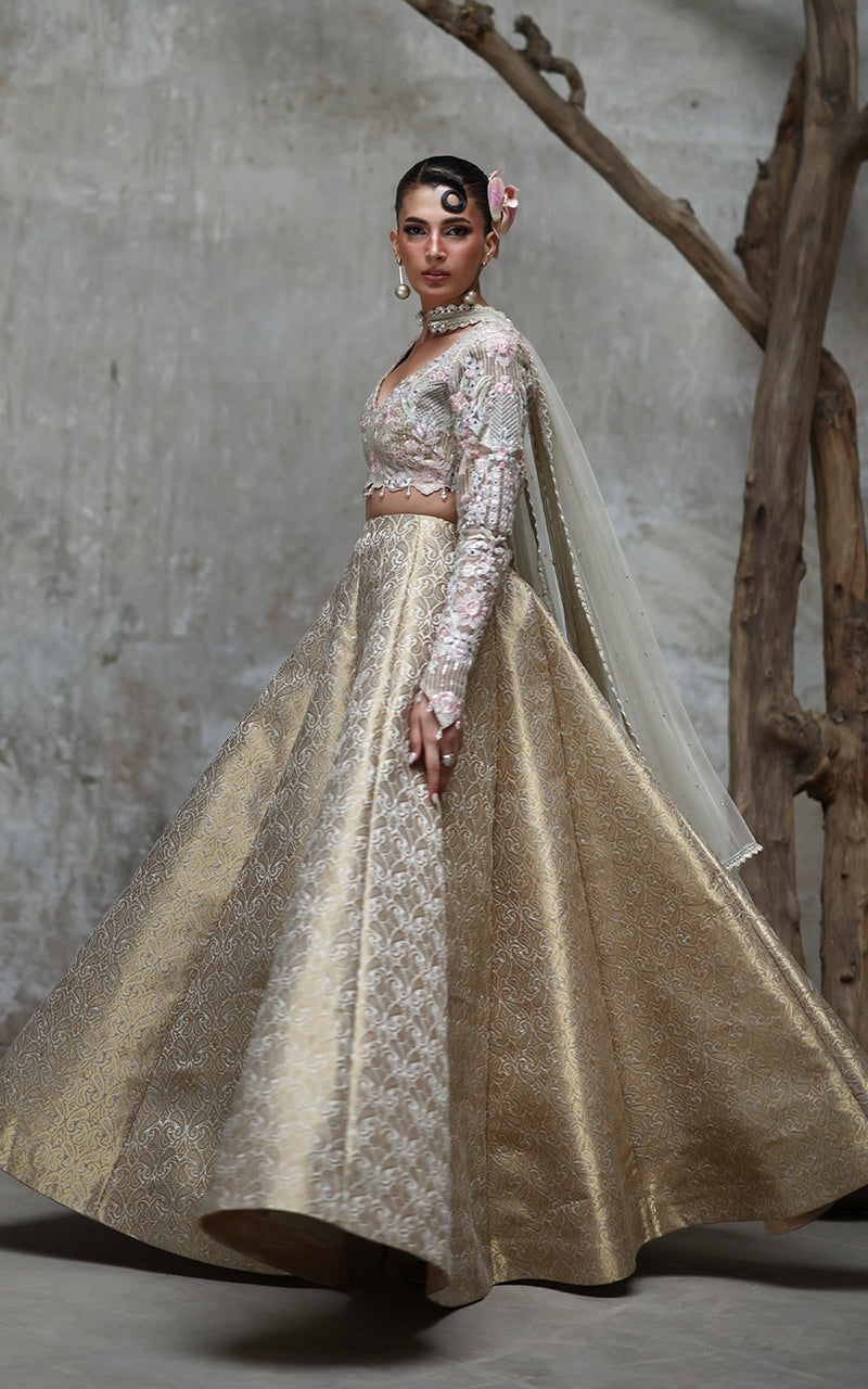 Threads and Motifs | Formal Dresses 25 | Organza Embroidered Blouse With Lehenga by Threads and Motifs - Designer Dress  - Type : Ladies Clothes - Available at Libayah - 100% Original 